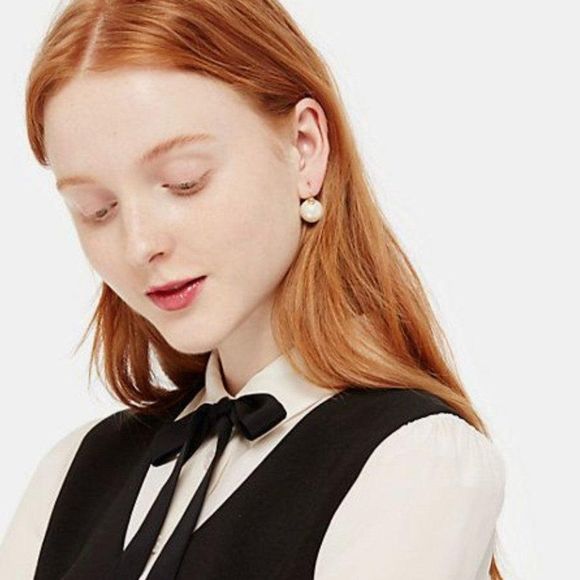 Kate Spade Silver Shine on Gray Pearl Drop Earrings with Dust Bag - Picture 3 of 9